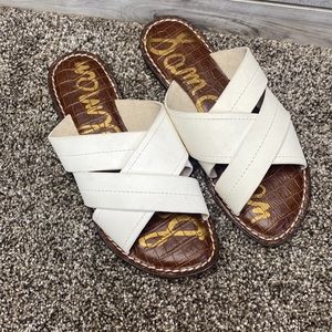 SAM EDELMAN GRETCH LEATHER SLIP ON SLIDE SANDALS WHITE 6 Pristine
